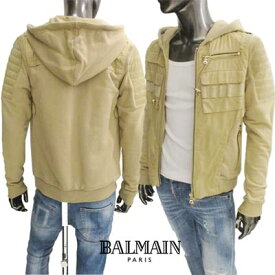 バルマン BALMAIN メンズ アウター ジャケット ショルダーパッチ・マルチポケット/ジップポケット付フーデッドジャケット ベージュ J819 B139C 107 61S (R194290) 【送料無料】【smtb-TK】