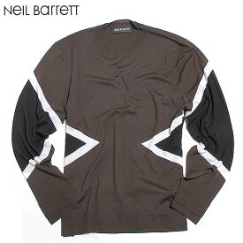ニールバレット Neil Barrett メンズ Tシャツ ロンT 長袖 トップス 幾何学模様デザインウール100%ロングTシャツ BMA253V B611C 1595 61A (R75600)【送料無料】【smtb-TK】