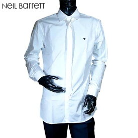 ニールバレット Neil Barrett メンズ トップス ワイシャツ 長袖 ドレスシャツ チェスト部分ハート・ネクタイ付きコットンワイシャツ ホワイト PBCM657C E037S 03 71S (R80400)【送料無料】【smtb-TK】