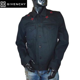 ジバンシー GIVENCHY メンズ アウター ジャケット ロゴ レッドスターロゴワッペン・ボタンロゴ刻印付シャツジャケット 黒 0907 461 001 71S (R143200)【送料無料】【smtb-TK】