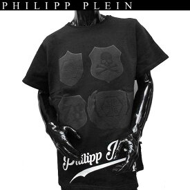 フィリッププレイン PHILIPP PLEIN メンズ トップス 半袖 Tシャツ マルチロゴ・スカルエンブレム入りコットンTシャツ ブラック MTK0019 PJY002N 02 71S (R113400)【送料無料】【smtb-TK】