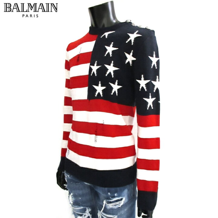楽天市場】【完売】バルマン BALMAIN メンズ 星条旗 ブロークン長袖 