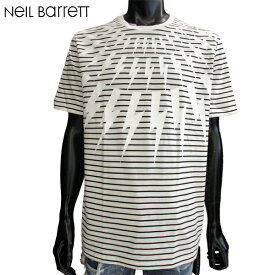 ニールバレット Neil Barrett メンズ トップス Tシャツ 半袖 ロゴ ボーダー柄・サンダーボルトプリントTシャツ ホワイト 白 PBJT364B G553S 03 81S (R49600)【送料無料】【smtb-TK】