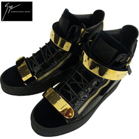 ジュゼッペザノッティ GIUSEPPE ZANOTTI メンズ 靴 スニーカー ハイカット ゴールドプレート・ジップ付きハイカットスニーカー ブラック RU70017 72759 BLACK 81S (R133900)【送料無料】【smtb-TK】