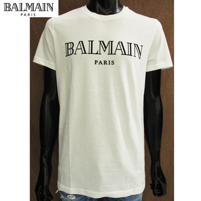 楽天市場】【完売】バルマン BALMAIN メンズ Tシャツ 半袖 白地 黒ロゴ 