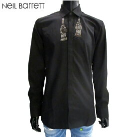 ニールバレット Neil Barrett メンズ トップス シャツ 長袖 ドレスシャツ ネクタイスタッズデザインシャツ カジュアルシャツ ブラック 黒 PBCM1005C H069C 01 81A (R62480)【送料無料】【smtb-TK】