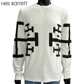 ニールバレット Neil Barrett メンズ トップス ロンT 長袖 ロゴ ジオメトリック柄ロングTシャツ 白 PBJT439A H526S 526 81A (R52200)【送料無料】【smtb-TK】