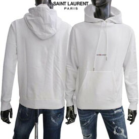 サンローランパリ SAINT LAURENT PARIS メンズ トップス パーカー フーディー ロゴ ※同デザインで色違いもあり サンローランスモールロゴ付パーカー ホワイト BMK 464581 YB2PG 9000 白19S (R89640/R91300)【送料無料】【smtb-TK】