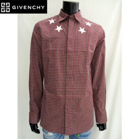 ジバンシー GIVENCHY メンズ トップス シャツ 長袖 ロゴ チェック柄スタープリント入りコットンシャツ レッド 81A-BM605W10WT 81A (R66800)【送料無料】【smtb-TK】