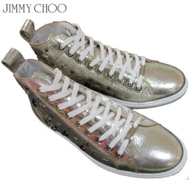 ジミーチュウ Jimmy Choo メンズ 靴 スニーカー ハイカット ロゴ・スタッズ付きハイカットスニーカー メタリック シルバー COLT GTA CHAMPAGNE 81A (R118800)【送料無料】【smtb-TK】