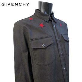 ジバンシー GIVENCHY メンズ トップス シャツ 長袖 ロゴ レッドスターロゴパッチ付きウエスタンシャツ 黒 0908 463 001 71S (R106900)【送料無料】【smtb-TK】