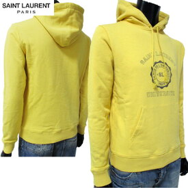 サンローランパリ SAINT LAURENT PARIS メンズ トップス パーカー ロゴ ヴィンテージ加工SAINT LAURENTロゴ入りパーカー 黄色 イエロー 551700 YBBC2 7266 91S (R89640)【送料無料】【smtb-TK】