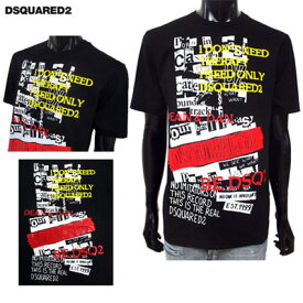 ディースクエアード DSQUARED2 メンズ トップス Tシャツ 半袖 ロゴ DEAN&DANマルチプリントTシャツ ブラック S74GD0537 S20694 900 91S (R35640)【送料無料】 【smtb-TK】