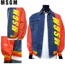 エムエスジーエム MSGM メンズ アウター ジャケット ロゴ ミラノコレクション出品モデル MSGMビッグロゴ・切り替えしデニムジャケット インディゴ 2640MH45L 195284 88 91S (R88560)【送料無料】 【smtb-TK】