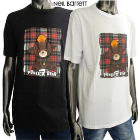 ニールバレット Neil Barrett メンズ トップス Tシャツ 半袖 ロゴ 2color フロントPUNKED BEARフォトプリント付きカットソー 白/黒 PBJT575B M526S 1076 / 607 91A (R45600)【送料無料】 【smtb-TK】