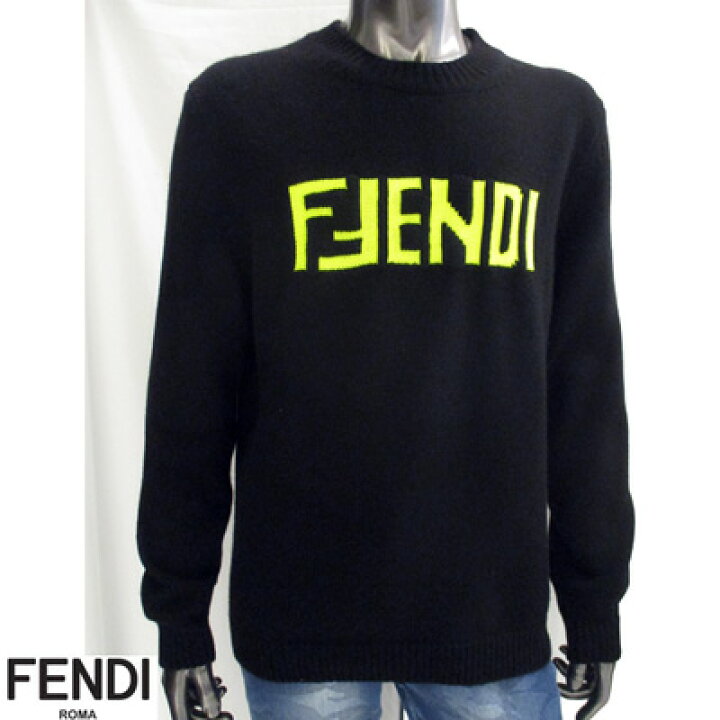 楽天市場】【完売】フェンディ 蛍光イエローロゴ入りカシミヤセーター 