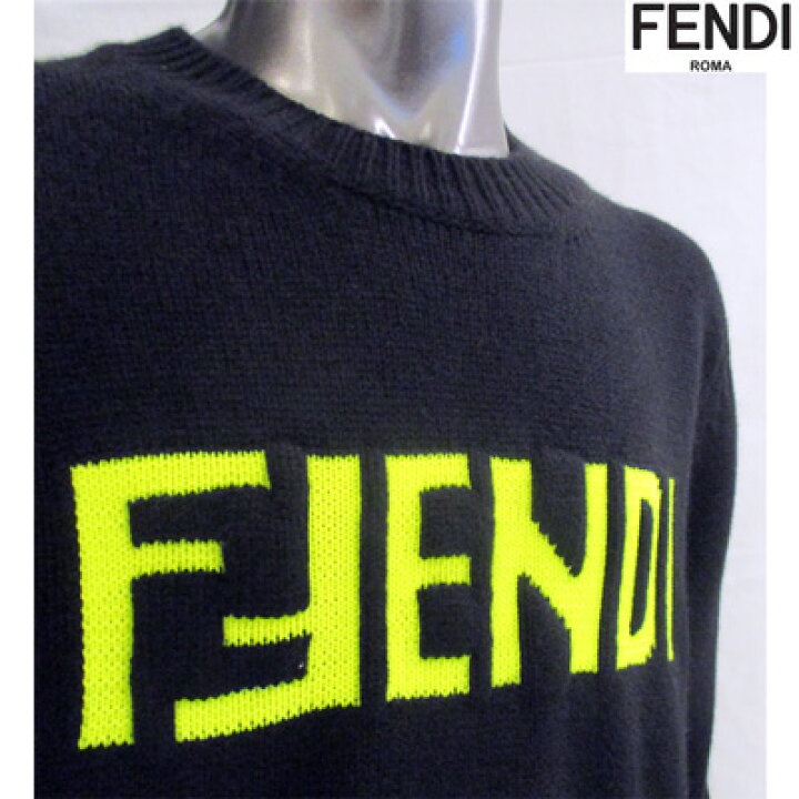 楽天市場】【完売】フェンディ 蛍光イエローロゴ入りカシミヤセーター 