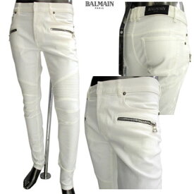 バルマン BALMAIN メンズ パンツ デニム バイカーパンツ ジップポケット付きオールホワイトバイカーパンツ ホワイト SH15130 Z071 0FA (R118800) 91A【送料無料】 【smtb-TK】