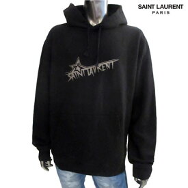 サンローランパリ SAINT LAURENT PARIS メンズ トップス パーカー フーディー ロゴ フロントSAINTLAURENTスターロゴプリントパーカー ブラック 575525 YBJN2 1095 (R89640) 91A【送料無料】 【smtb-TK】