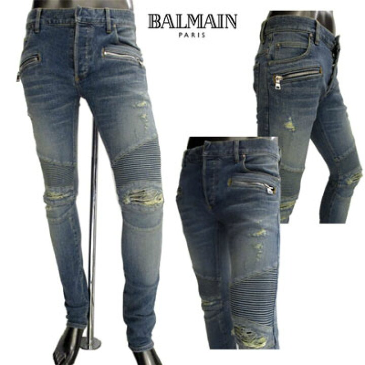 楽天市場】バルマン BALMAIN メンズ パンツ ボトムス デニム バイカー 
