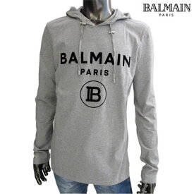 バルマン BALMAIN メンズ トップス パーカー フーディー 長袖 ロゴ フロントBALMAINロゴ・Bロゴ付ライトパーカー グレー SH01006 I198 9UB (R60500) 91A【送料無料】 【smtb-TK】