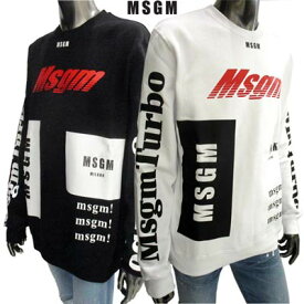 エムエスジーエム MSGM メンズ トップス スウェット トレーナー 長袖 ロゴ 2color マルチロゴプリント・スリーブロゴ入スウェット 白/黒 MM71 195799 01/99 (R59900/R60500) 91A【送料無料】 【smtb-TK】