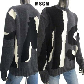 エムエスジーエム MSGM メンズ トップス ニット セーター ユニセックス可 長袖 ロゴ MSGMデカロゴ入りクルーネックニット グレー MM113 195579 96 (R84000/R84700) 91A【送料無料】 【smtb-TK】