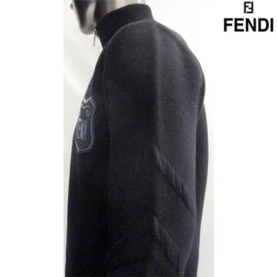 フェンディ FENDI メンズ アウター ジャケット ニット ロゴ FENDIロゴワッペン付きジップアップニットジャケット ブラック FZY016  A93R F0QA1 (R141400) 91A【送料無料】 【smtb-TK】 | ガッツ ブランドショップ