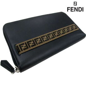 フェンディ FENDI メンズ 財布 ウォレット 長財布 ロゴ ユニセックス可 ロゴ ズッカ柄ライン付レザーロングウォレット ブラック 7M0276 A8VC A17BJ (R110900) 91A【送料無料】 【smtb-TK】