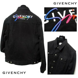 ジバンシーGIVENCHY メンズ アウター ジャケット デニムジャケット ロゴ ボタンロゴ刻印・バックGIVENCHYロゴ/マルチカラーロゴ刺繍付デニムジャケット ブラック BM00EN5 0CR 001 (R197100) 91A【送料無料】 【smtb-TK】