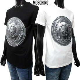 モスキーノ MOSCHINO メンズ トップス Tシャツ 半袖 ロゴ 2color フロントMOSCHINOピースボタンロゴ付Tシャツ 白/黒 0718 2040 1001/1555 (R30200) 02S 春夏【送料無料】 【smtb-TK】