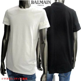 バルマン BALMAIN メンズ トップス Tシャツ 半袖 ロゴ 2color 袖エンボス加工BALMAINロゴ付きTシャツ 黒/白 TH11601 I240 0PA/0FA (R39200) 02S 春夏 【送料無料】 【smtb-TK】