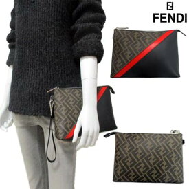 フェンディ FENDI レディース 鞄 バッグ クラッチバッグ ロゴ ユニセックス可 フロントレッドライン・FFズッカ柄・バック総柄FFズッカ柄・ストラップ付クラッチバック ブラック 7N0102 A9XS F19P9 (R124300) 02S 春夏 【送料無料】 【smtb-TK】