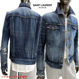 サンローランパリ SAINT LAURENT PARIS メンズ アウター ジャケット デニムジャケット アーム/袖口/裾部分デストロイクラッシュ加工デニムジャケット ネイビー 602709 YG750 4174 (R143000) 02S 春夏 【送料無料】 【smtb-TK】