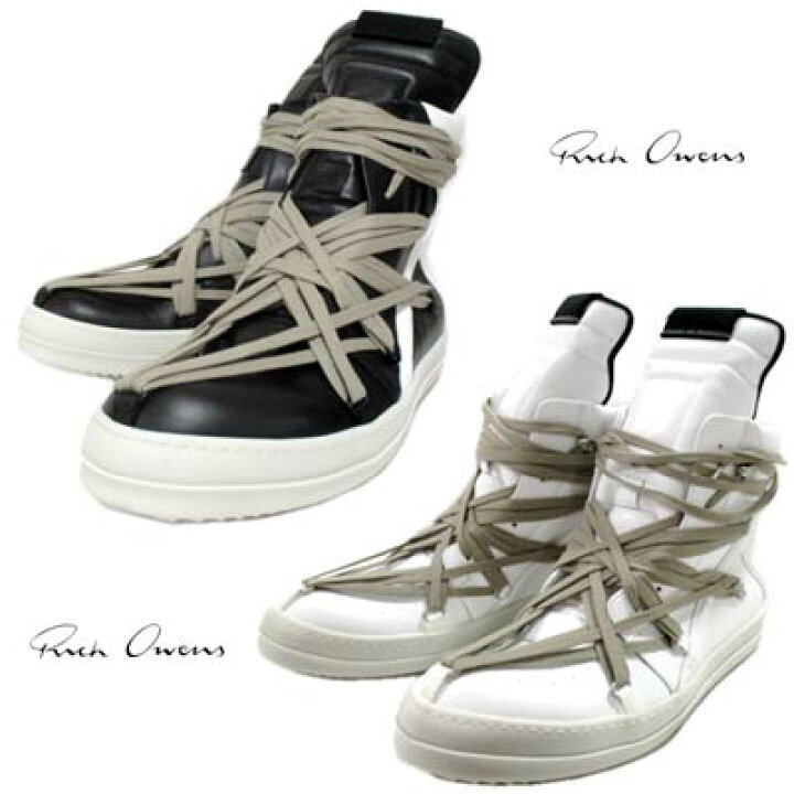楽天市場 リックオウエンス Rick Owens メンズ 靴 スニーカー ハイカットスニーカー Tecuatl Geobasket マルチシューレース レースアップハイカットスニーカー 白 黒 Rus74 Ltyw1 110 R 02s 春夏 送料無料 Smtb Tk ガッツ ブランドショップ