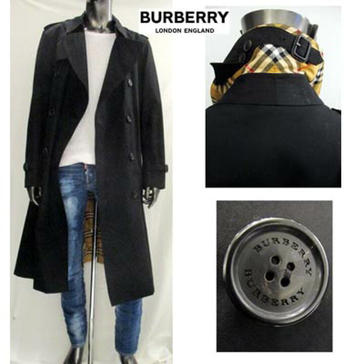 楽天市場 バーバリー Burberry メンズ アウター ジャケット コート ネック裏部分 裏地ノヴァチェック柄 ボタンロゴ刻印入りトレンチコート ブラック Dk Black R 02s 春夏 送料無料 Smtb Tk ガッツ ブランドショップ