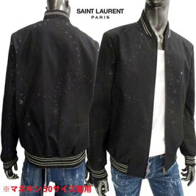 サンローランパリ SAINT LAURENT PARIS メンズ アウター ジャケット ジップSAINT LAURENTロゴ刻印・スプラッターラメプリント付きボンバージャケット 黒 605935 Y2A03 1000 (R319000) 02S 春夏【送料無料】 【smtb-TK】