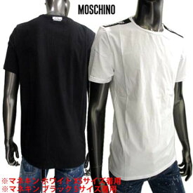 モスキーノ MOSCHINO メンズ トップス Tシャツ 半袖 ロゴ 2color ショルダー部分MOSCHINOロゴ・バックスモールロゴ付Tシャツ 白/黒 A1921 8136 1/555 (R12800) 02S 春夏【送料無料】 【smtb-TK】