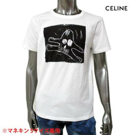 セリーヌ CELINE メンズ トップス Tシャツ 半袖 ロゴ アンドレ・ブッツァーコラボ WANDERERアートプリント付きTシャツ 白 2X309708I 01OB (R59400) GB02S 春夏【送料無料】 【smtb-TK】