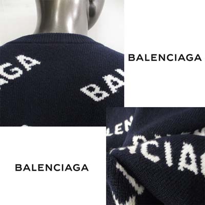 【完売】バレンシアガ BALENCIAGA メンズ トップス ニット セーター ユニセックス可 2color  総柄BALENCIAGAロゴ・袖/裾カットオフデザインオーバーサイズニット ブラック ライトグリーン 623283 T1567 3532/4177  (R150700) GB02A 