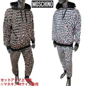 モスキーノ MOSCHINO メンズ トップス パーカー パンツ セットアップ上下組 ロゴ 2color 総柄MOSCHINO/レオパード柄プリント・サイドタグ付きセットアップジャージ 白/茶 A1710+A4310 8105 5118/1003 (R83800) 02A 秋冬【送料無料】 【smtb-TK】