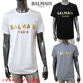 バルマン BALMAIN メンズ トップス Tシャツ 半袖 ロゴ 3color BALMAIN PARISゴールドロゴプリント付Tシャツ 白/黒/グレー VH1EF000 B065 0FA/0PA/9UB (R48400/R56100/R67100) 21S 春夏【送料無料】 【smtb-TK】