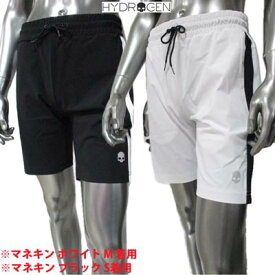 ハイドロゲン HYDROGEN メンズ パンツ ボトムス ハーフパンツ ロゴ 2color ユニセックス可 サイドライン・スカルロゴプリント付きハーフパンツ 白/黒 285H04 001/007 (R31900) 121 春夏【送料無料】 【smtb-TK】