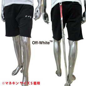 オフホワイト OFF-WHITE メンズ パンツ ボトムス ハーフパンツ ロゴ 裾カットオフデザイン・OFF-WHITEロゴ刺繍付きハーフスウェットパンツ 黒 OMCI006R 21FLE005 1001 (R51700) GB121 春夏【送料無料】 【smtb-TK】