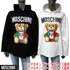 モスキーノ MOSCHINO レディース トップス パーカー フーディ 2color フロントMOSCHINO/イタリア風BEARロゴプリント入りパーカー ホワイト/ブラック EV1712 0526 1555/1001 (R111100) 121 春夏【送料無料】 【smtb-TK】