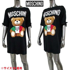 モスキーノ MOSCHINO レディース トップス ワンピース ロゴ 袖口リボン・フロントMOSCHINO BEAR転写プリント付きワンピース ブラック A0426　565 1555 (R151800) 121 春夏【送料無料】 【smtb-TK】