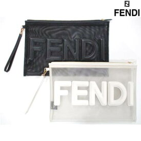 フェンディ FENDI メンズ 鞄 バッグ ロゴ 2color ユニセックス可 クリア(透明)・マイクロメッシュ地・FEDNIロゴワッペン付きクラッチバッグ ホワイト クリア/ブラック 8N0178 AAYS F1DUN/K0KUR (R104500) 春夏【送料無料】 【smtb-TK】