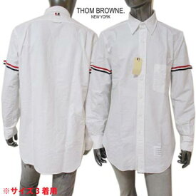 トムブラウン THOM BROWNE メンズ トップス シャツ 長袖 ロゴ アーム部分/バックネック部分トリコロールライン・裾タグ付きカジュアルシャツ MWL150E 06177 100 (R53100) 121 春夏【送料無料】 【smtb-TK】