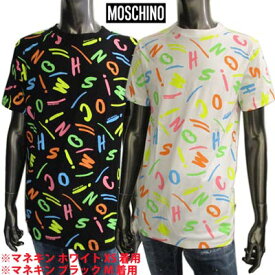 モスキーノ MOSCHINO メンズ トップス Tシャツ 半袖 ロゴ 2color 総柄マルチカラーランダムMOSCHINOロゴプリント付Tシャツ 白/黒 A1911 2338 1888/5888 (R22000) 121 春夏【送料無料】 【smtb-TK】