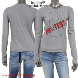 ルシアンペラフィネ lucien pellat-finet レディース Tシャツ トップス 長袖 ロンT フロントPROTEST/スカルロゴ/ハンドデザインプリント付きロングスリーブTシャツ グレー EVF1139 TWIST GREY (R70350) 【送料無料】【smtb-tk】